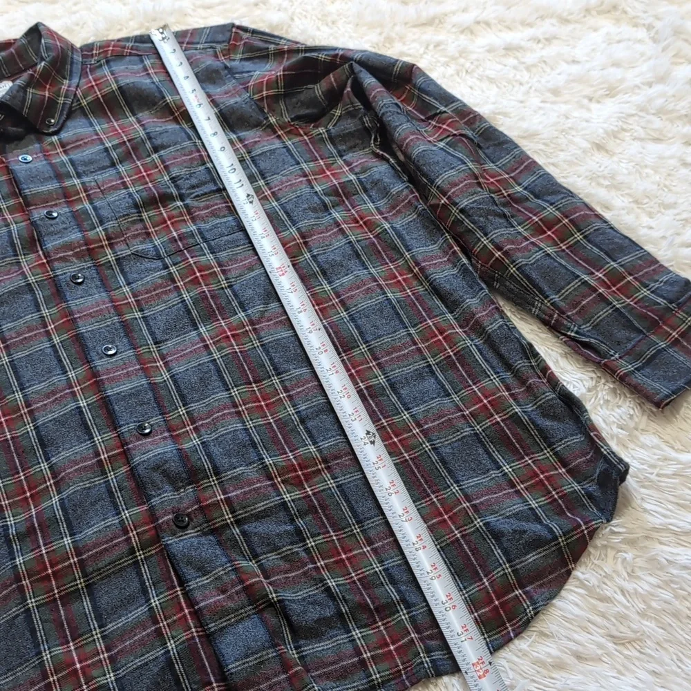 NWT L.L. Bean Grey Stewart Scotch Plaid Flannel Button Up Shirt Size XL - Picture 7 of 7